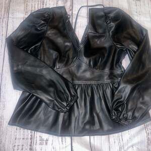 Versona Y2K Faux Leather Babydoll Top Goth Moto Grunge-M